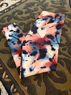 LuLaRoe Tie-Dye Effect Leggings in Blue, Pink, Black